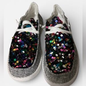 Sparkling Sequin Women’s Grey Canvas Slip On Sneakers. 
Size 7
NWT